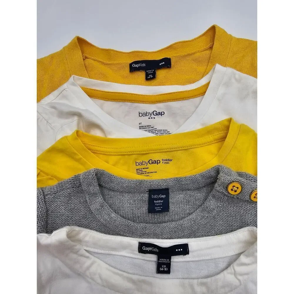5 Piece Gap Girl's 4/5 Yellow French Tops/Sweater/Dress Lot